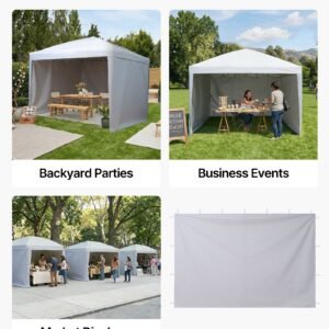 Canopy Sidewalls, Fit For 10 Ft Pop Up Canopy Tent, Tent Side Walls With Waterproof And Sunlight Protection Layer For Outdoor Event Tents, Vendor Booths, Camping, 3 Sidewalls Only, White - Image 6