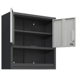 Metal Wall-Mounted Tool Storage Cabinet With Locking Door And 1 Shelf 1 Opened Drawer For Garage Warehouse,Office,Assembly Required - Image 8