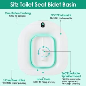 1Pc Foldable Postpartum Care Basin Sitz Toilet Seat Bidet Basin Battery Powered Toilet Bidet For Pregnant Postpartum Hemorrhoid Elderly Care 1400ML 47Oz - Image 6