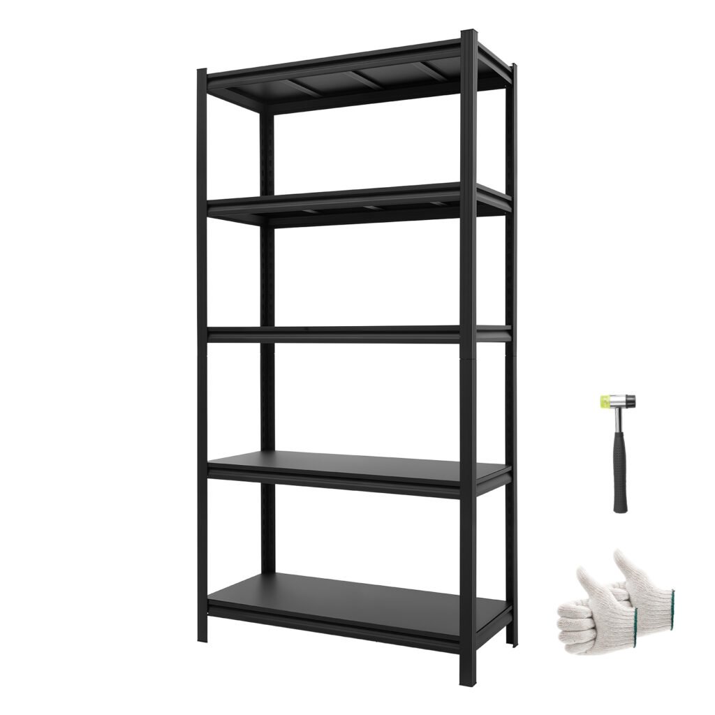 Storage Shelves, 5-Tier Adjustable, 3000 Lbs Capacity, Heavy Duty Garage Storage Shelving Unit, Metal Utility Rack Shelf, For Garage Warehouse Basement Kitchen, 36.42" W X 16.42" D X 71.38" H