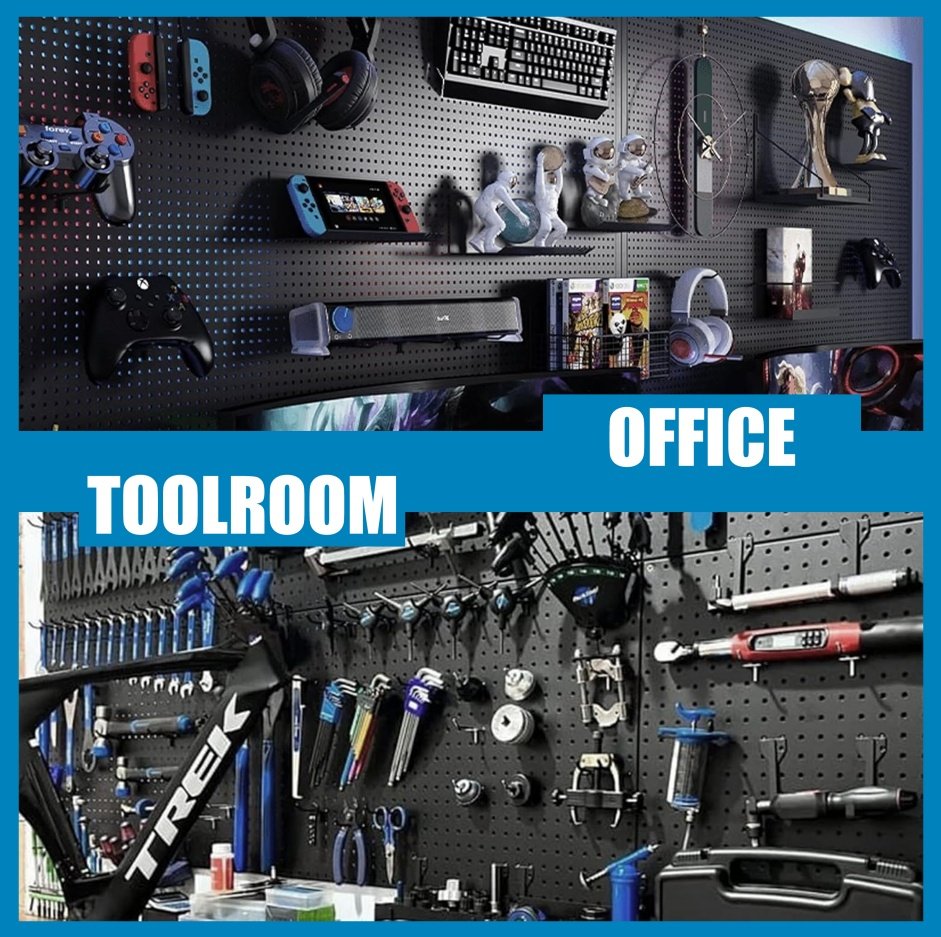 108-Piece Black Wall Management Kit, Including Pegboard And Hooks In Multiple Sizes, Ideal For Organizing Garages, Workshops, And Storage Rooms
