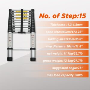 Aluminum Telescoping Ladder For Outdoor Work - Image 4