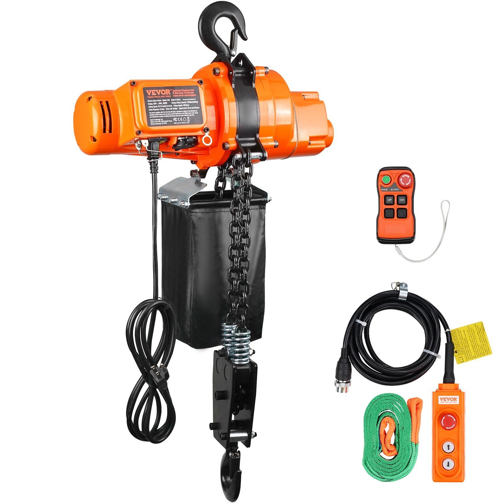 Electric Chain Hoist Single Phase Crane Hoist 2200 Lbs Load 20 Ft Lifting - Image 1