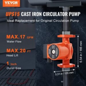 UPS15-58FC Hot Water Circulation Pump 110V 82W 17 GPM Recirculating Pump - Image 5
