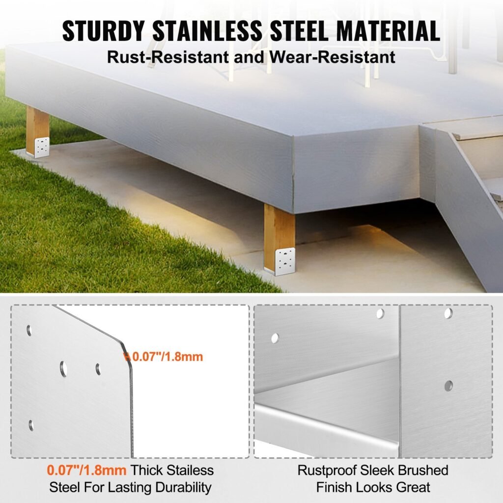 6'x 6' Post Base, 10Pcs Stainless Steel Adjustable Post Anchor Bracket(Internal 5.9 X 5.5'), Adjustable Post Base For Pavilion Deck Porch Handrail Railing Support Decorative Anchor Plate