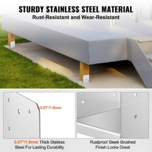6'x 6' Post Base, 10Pcs Stainless Steel Adjustable Post Anchor Bracket(Internal 5.9 X 5.5'), Adjustable Post Base For Pavilion Deck Porch Handrail Railing Support Decorative Anchor Plate - Image 2