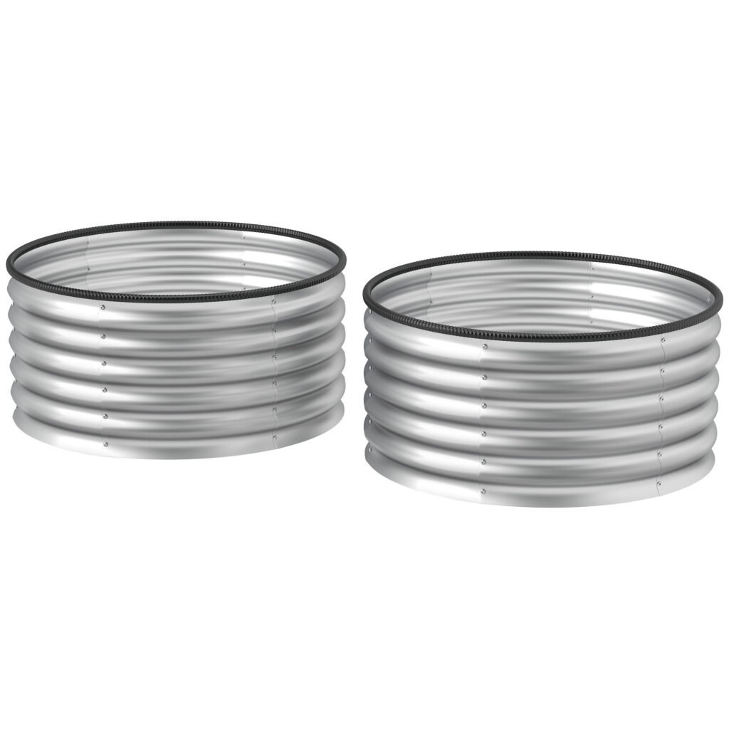 Set of 2 Raised Garden Bed, Metal Planter Box with Safety Edging, Easy-to-assemble Stock Tank 3x3x1.4 Silver