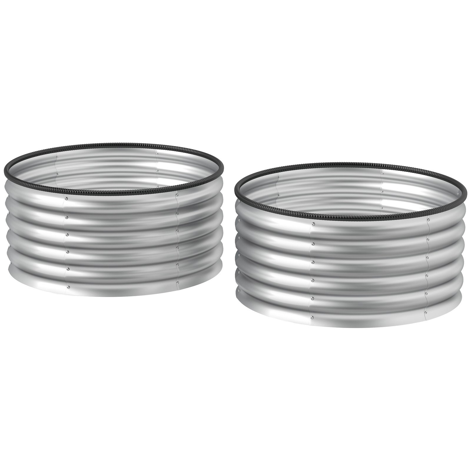 Set of 2 Raised Garden Bed, Metal Planter Box with Safety Edging, Easy-to-assemble Stock Tank 3x3x1.4 Silver - Image 9
