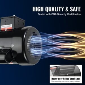 1HP Electric Motor 3450 Rpm, AC 115V/230V, 56C Frame, Air Compressor Motor Single Phase, 5/8' Keyed Shaft, CW/CCW Rotation For Agricultural Machinery And General Equipment - Image 2