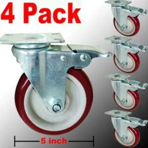 4 Pack 5 Inch Caster Wheels Swivel Plate Polyurethane Wheels Heavy Duty Wheels - Image 5