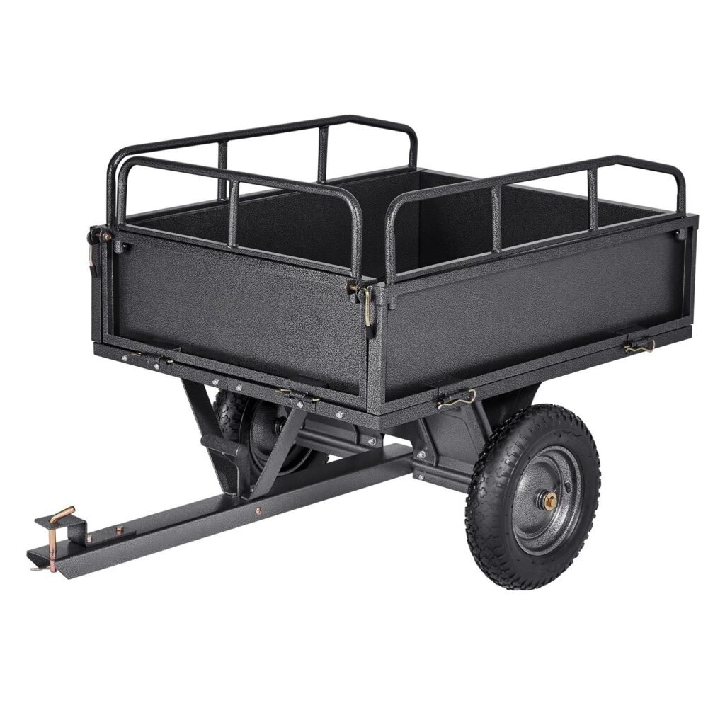 Steel Dump Cart 10 Cu. Ft 500LB For ATV/UTV Trailer Tow Behind Heavy Duty