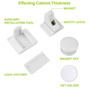 4Pcs Magnetic Cabinet Locks Child Safety Drawer Locks Adhesive Baby Proof Cabinets Latches Kit - Image 2