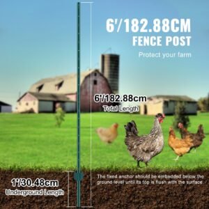 6 Feet Fence Post 6 Pack U-Channel Heavy Duty Metal Fence Posts Green - Image 4