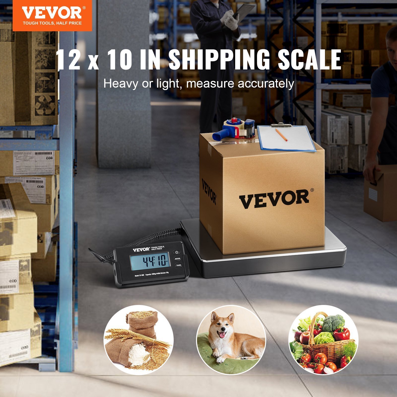 Digital Shipping Scale, 440 Lbs X 1.7 Oz. Heavy Duty Postal Scale With Timer, Tare Function, HD LCD Screen Portable Package Scale For Luggage, Home, Post Office, AC/DC Powered, FCC Listed - Image 2