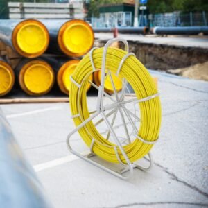 Fish Tape Fiberglass, 656 Ft, 1/4 Inch, Duct Rodder Fishtape Wire Puller, Cable Running Rod With Steel Reel Stand, 3 Pulling Heads, Fishing Tools For Walls And Electrical Conduit, Non-Conductive - Image 6