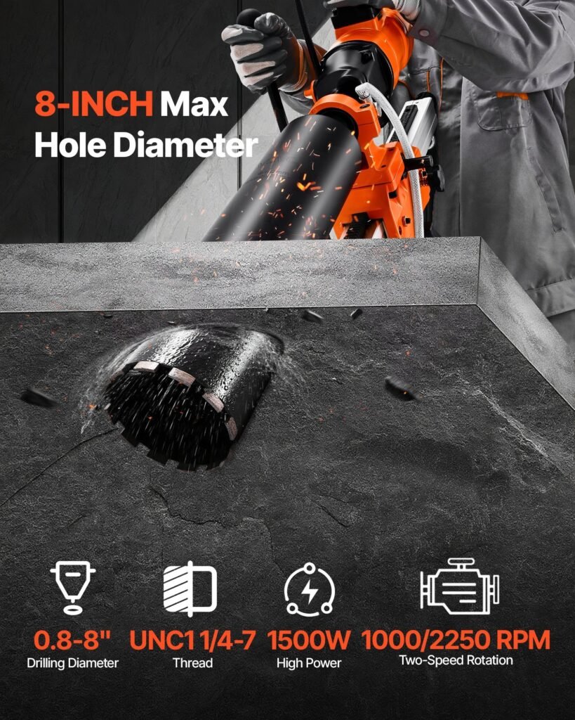 Diamond Core Drill Machine Handheld And Stand Concrete Core Drill Rig 8 In