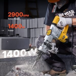 Demolition Jack Hammer Concrete Breaker 1400W Electric Hammer 2 Chisel Bit - Image 3