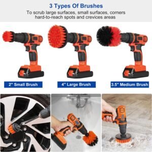 3Pcs Per Set Drill Brush Power Scrubber Cleaning Brush For Car Carpet Wall Tile Tub Cleaner Combo Brush Only - Image 7