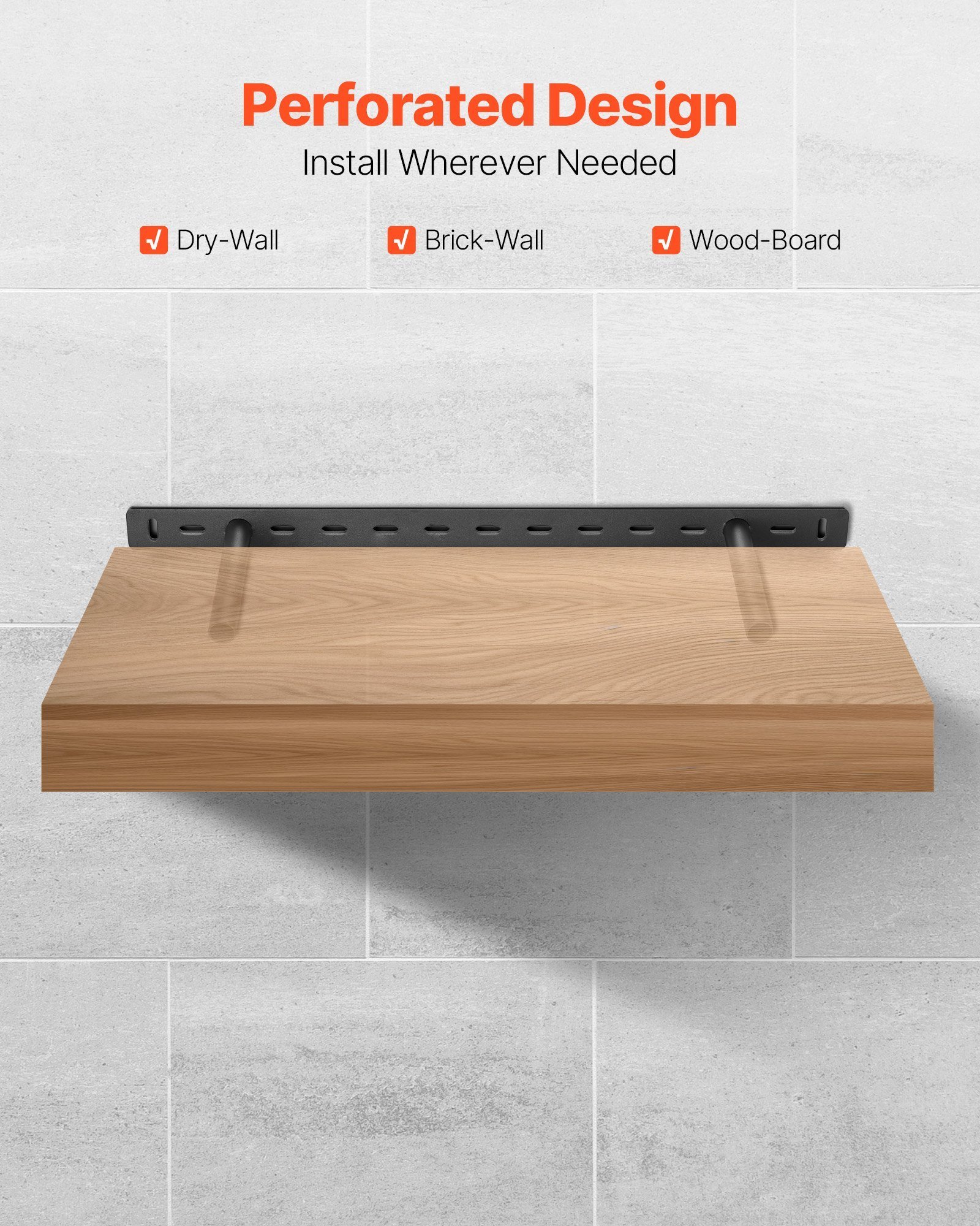 2 Pcs Shelf Bracket 22 Inch / 558.4 Mm Heavy Duty Floating Shelf Brackets - Image 3