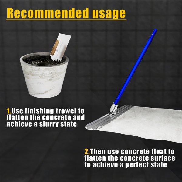 Bull Float Concrete Tools,48inx8in Magnesium Aluminum Alloy Concrete Float With 4 Combinable Handles,Concrete Bull Float With Carrying Toolbox,Trowel,Concrete Bull Float Kit For Concrete Finishing
