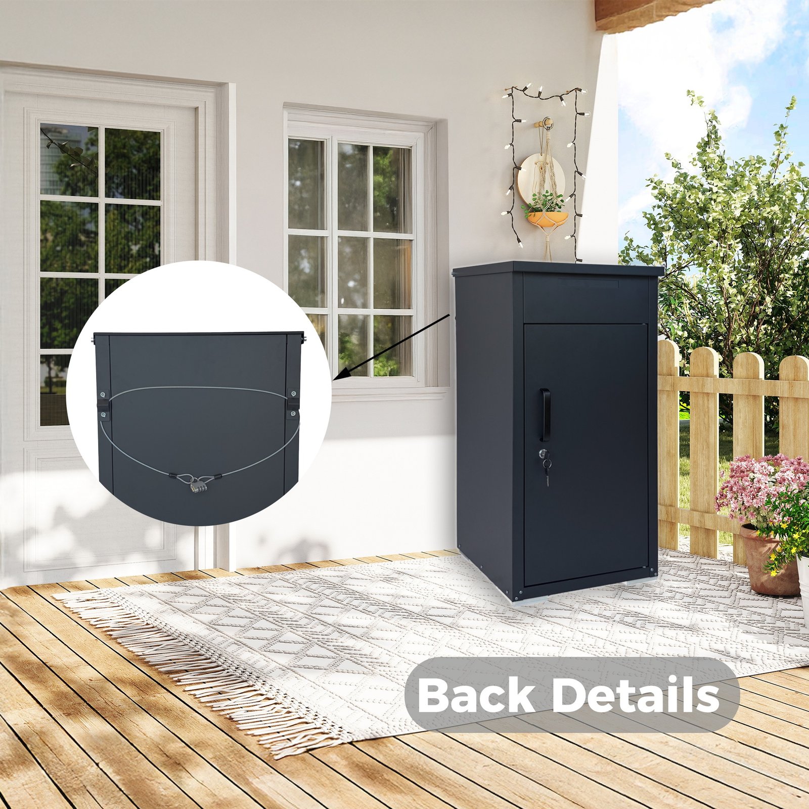 Package Delivery Box for Outside,  Cold-Rolled Steel Delivery Box for Packages & Mails, Anti-Theft Lockable Large Mailbox for Porch, House, Curbside, Black - Image 6