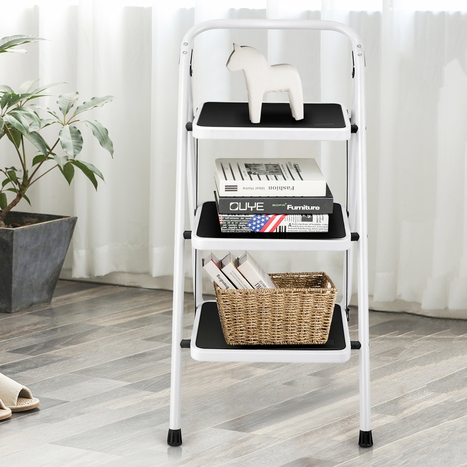 Folding 3-Step Ladder With Handgrip And Anti-Slip Platform - Image 5