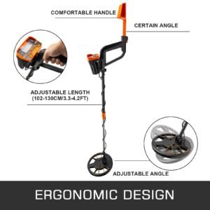 Metal Detector Waterproof Disc Metal Detectors Underwater Underground High Accuracy LCD Display Metal Detector For Adults And Children Headphone Automatic Detector Yellow 3010 - Image 4