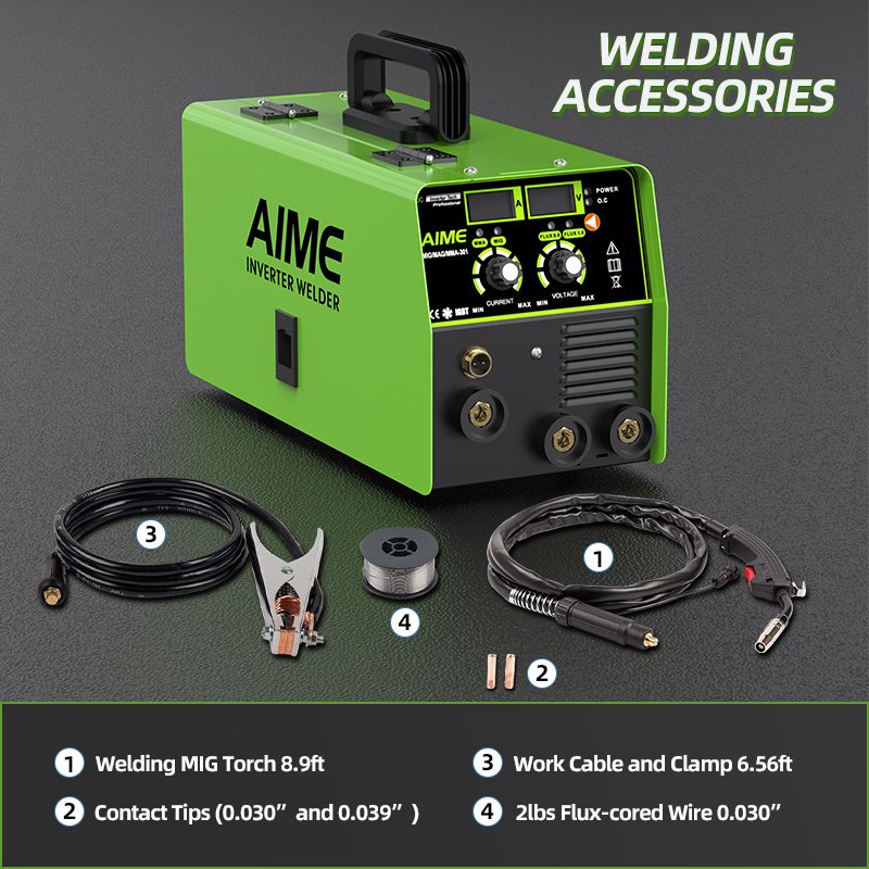 140A 3 In 1 MIG Welder, Solid Wire, MIG Lift TIG Manual Welding Equipment 10 IGBT Inverter, Synergistic Control, LED Display