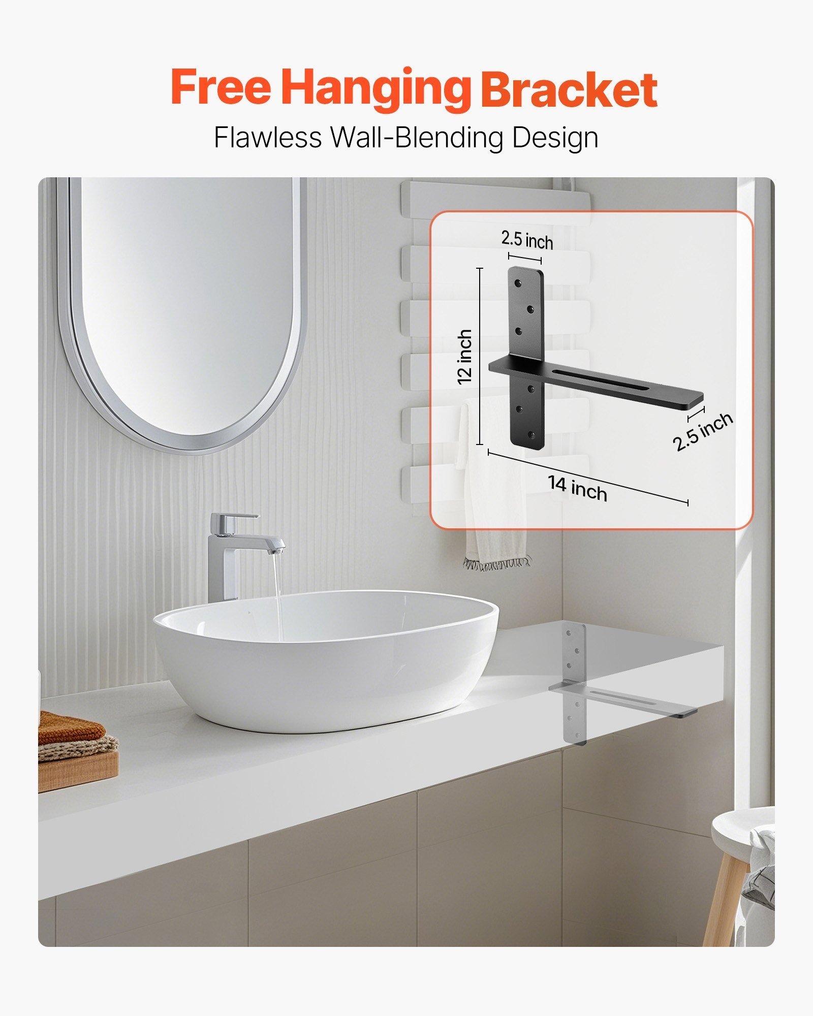 2 Pcs Shelf Brackets 14 Inch / 355.6 Mm Heavy Duty Floating Shelf Brackets - Image 4