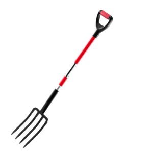 4 Tines Garden Fork Fiberglass Handle 45 In Digging Spading Pitchfork Heavy Duty - Image 1