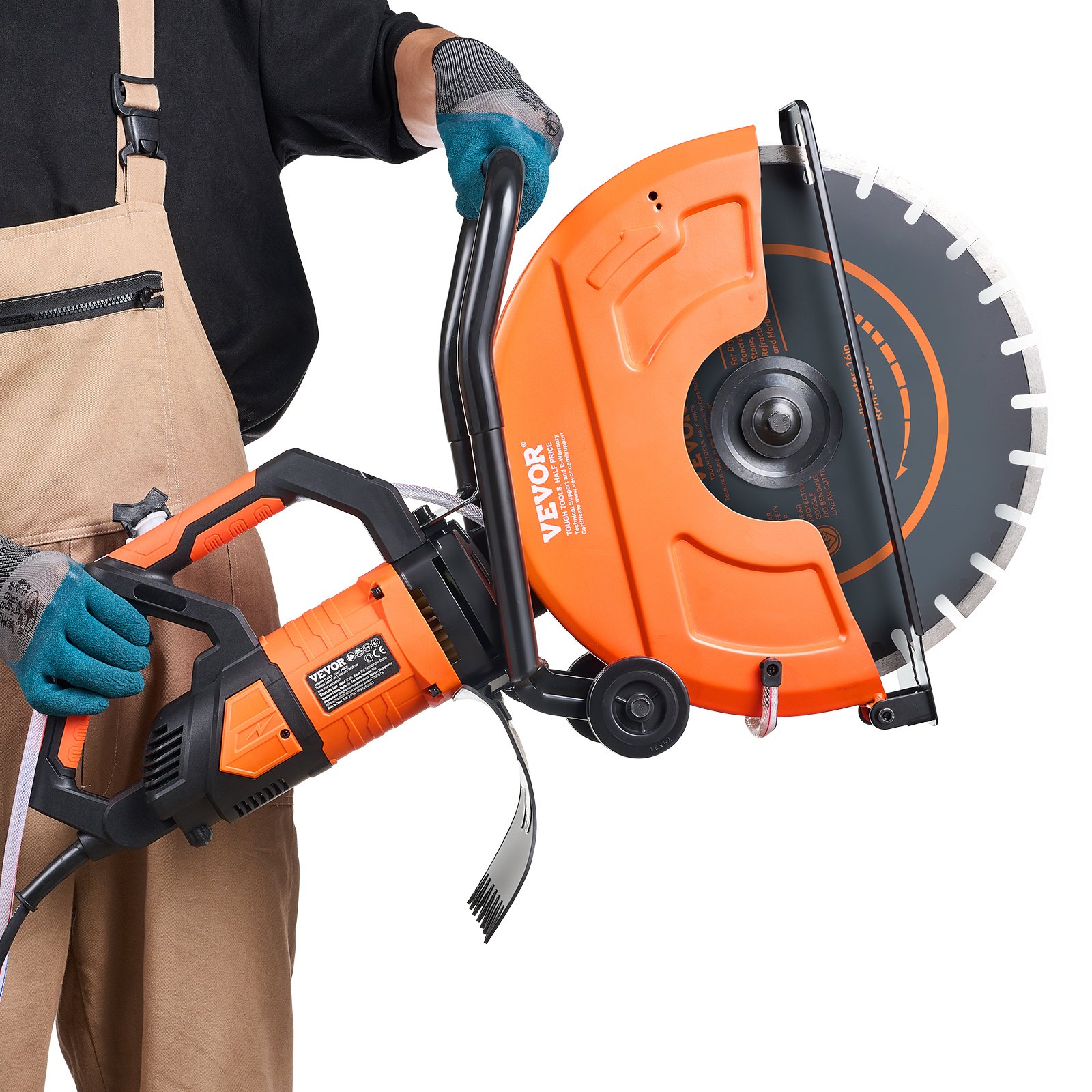 VEVOR Electric Concrete Saw, 16 In, 3200 W 15 A Motor Circular Saw Cutter With Max. 6 In Adjustable Cutting Depth, Wet Disk Saw Cutter Includes Water Line, Pump And Blade, For Stone, Brick - Image 10