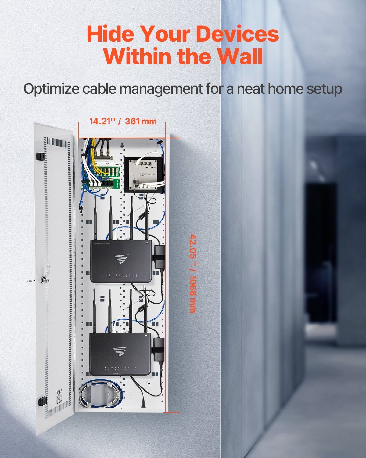 Structured Media Center Enclosure 42 In With Vented Hinged Door Cable Management - Image 3