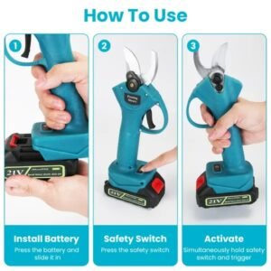 4 In 1 Cordless Pruning Shear And Electric Chainsaw With Max 5.5FT Extension Poles 4' 6' Pole Saw SK5 Blade Brushless Pruning Shear With 2Pcs 3.0Ah Batteries For Garden Yard GPCT5130 - Image 4