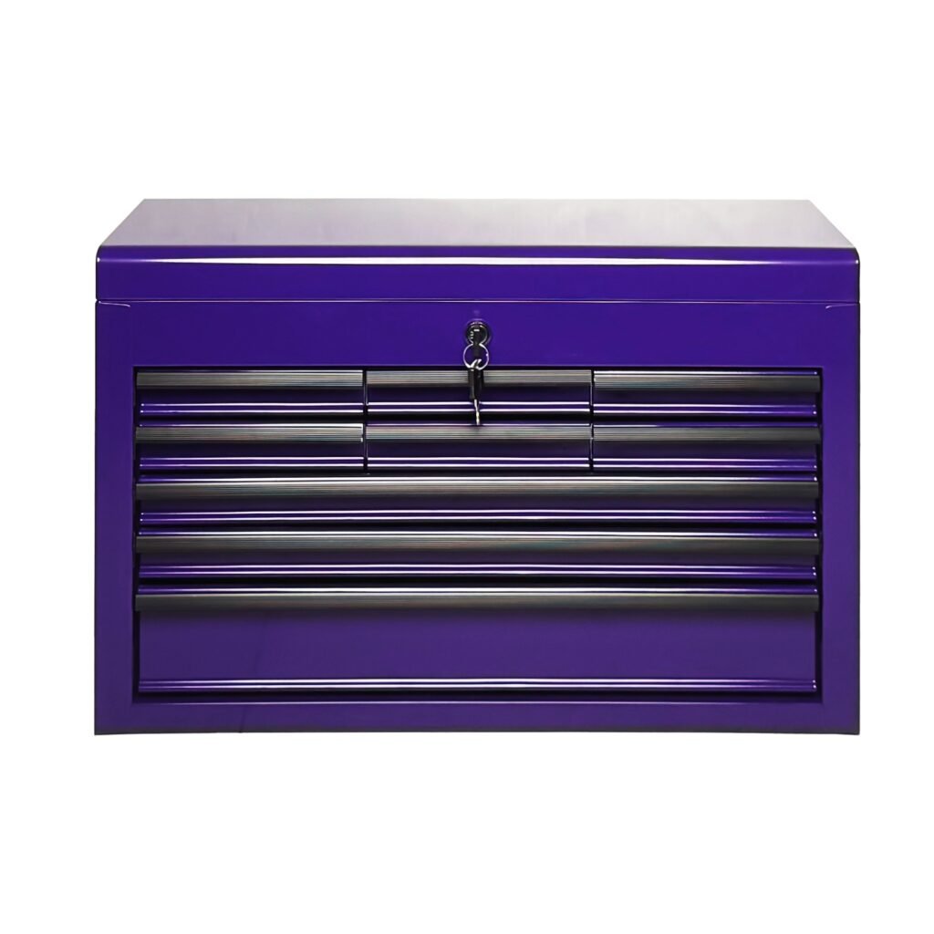 Heavy Duty Metal Tool Box, 24-inch, Portable Metal Tool Box with 9 Drawers, Small Tool Chest with EVA Liners, Ball Bearing Slide Drawers Locking & Powder Coated Finish, Multi-Function Tool Organizer
