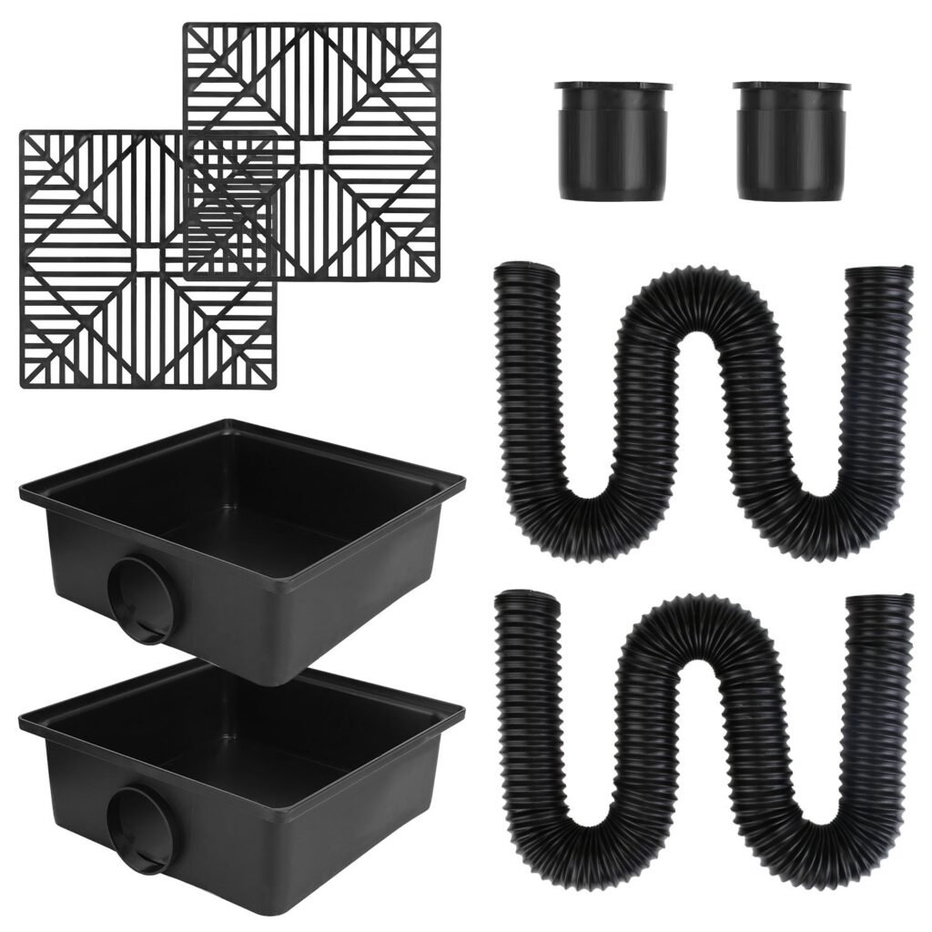 2Pcs Gutter Downspout Extension For Spring Summer Home Innovation Low Profile No Deep Digging Catch Basin Downspout Extender With 4.9FT Flexible Extendable Hose For House Foundation Protection