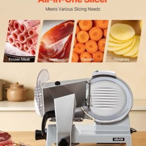 10" Commercial Meat Slicer, 240W Electric Deli Food Slicer With Carbon Steel Blade, Built-In Sharpener & 0-0.47" Adjustable Thickness For Frozen Meat, Ham, Baguett, Steak, UL Approved - Image 3