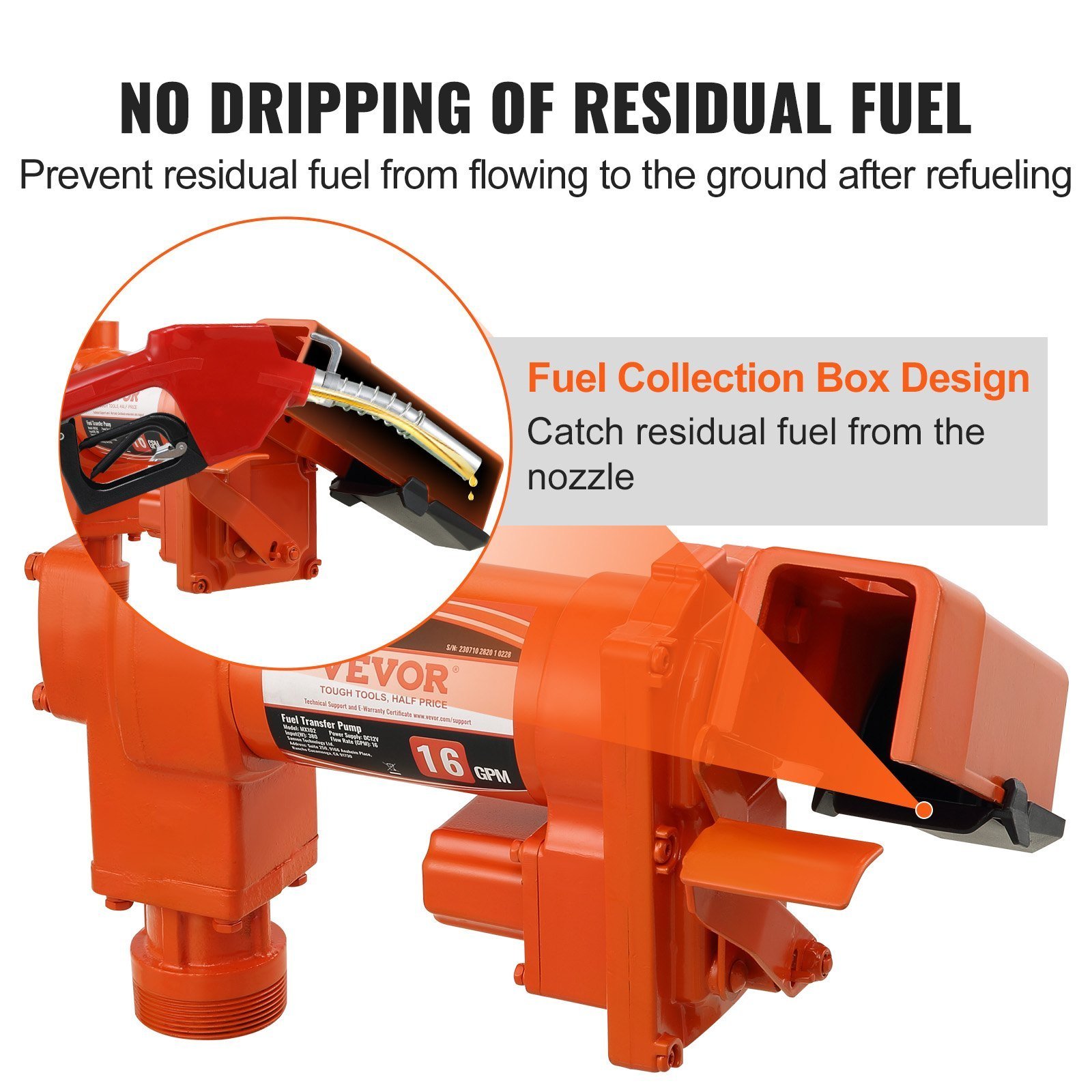 Fuel Transfer Pump, 12V DC 16 GPM 1/4 HP, Gasoline Extractor Pump With Automatic Nozzle, Discharge Hose & Suction Pipe For Gasoline, Diesel, Kerosene, Ethanol & Methanol Blends, And Biodiesel - Image 5