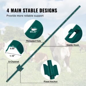 5 Feet Fence Post 10 Pack T-Post Heavy Duty Metal Fence Posts Green - Image 5