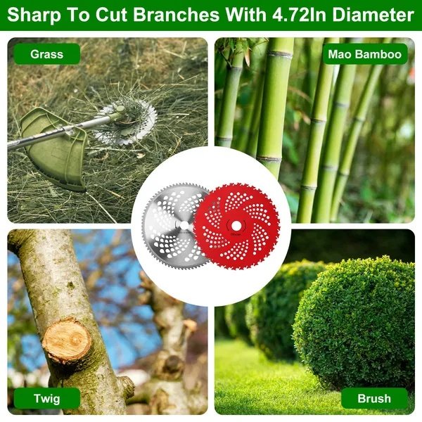 10" X 80T 9" X 36T Carbide Tip Brush Cutter Blades With Universal Adapter Kit Alloy Steel Blades Compatible With Brush Cutter Trimmer Weed Eater