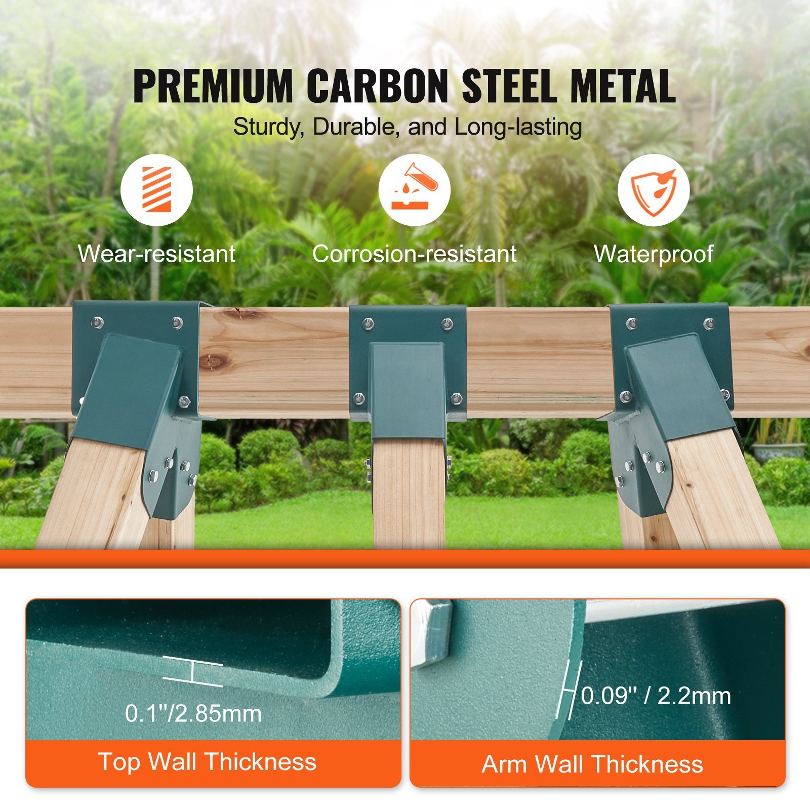 A-Frame Middle Swing Set Brackets, Heavy Duty Carbon Steel Swing Set Hardware With Mounting Hardware, DIY Swing Set Bracket Swing Set Kit For 4x4 Legs & 4x6 Beam, Green (3 Pcs) - Image 5