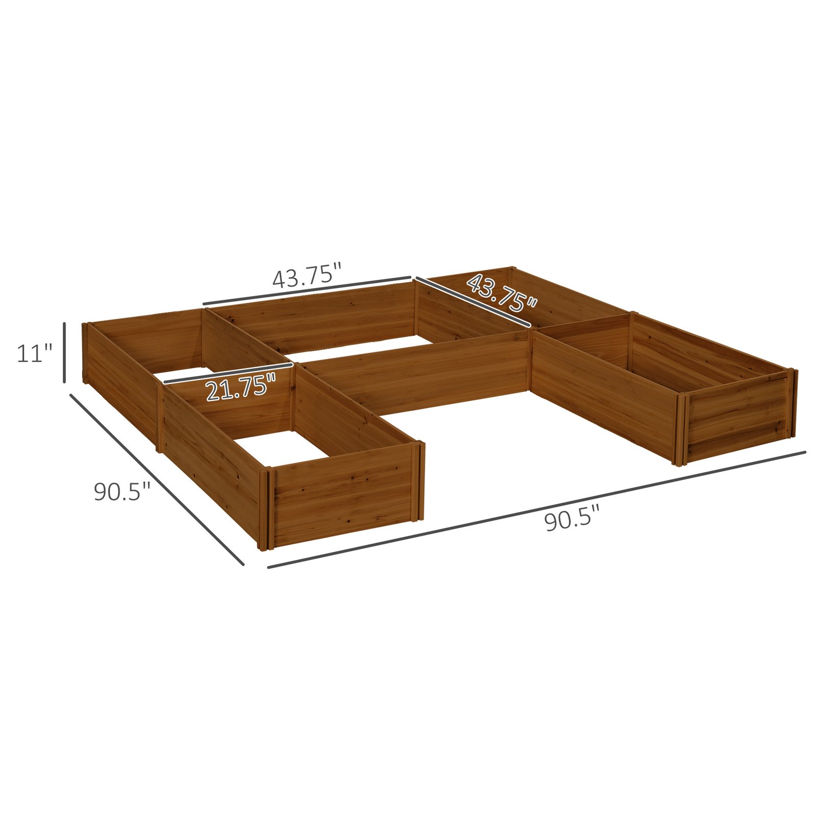 Raised Garden Bed, Set of 5 Large Wooden Box Planters for Outdoor Plants Vegetables Flowers Herbs, 7.5x7.5x1ft, Brown - Image 7
