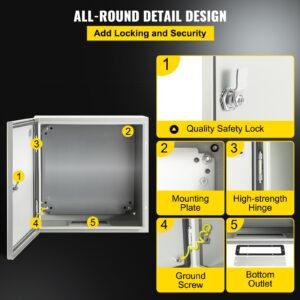 NEMA Steel Enclosure, 20 X 20 X 6'' NEMA 4X Steel Electrical Box, IP66 Waterproof & Dustproof, Outdoor/Indoor Electrical Junction Box, With Mounting Plate - Image 5