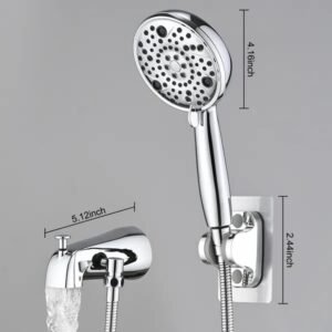 8-Setting High-Pressure Handheld Shower With Hose & Slip-On Diverter Tub Spout - Image 4