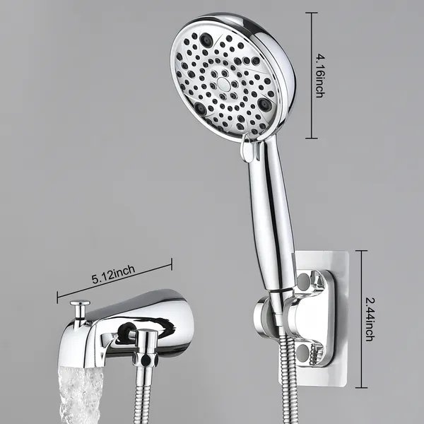 8-Setting High-Pressure Handheld Shower With Hose & Slip-On Diverter Tub Spout