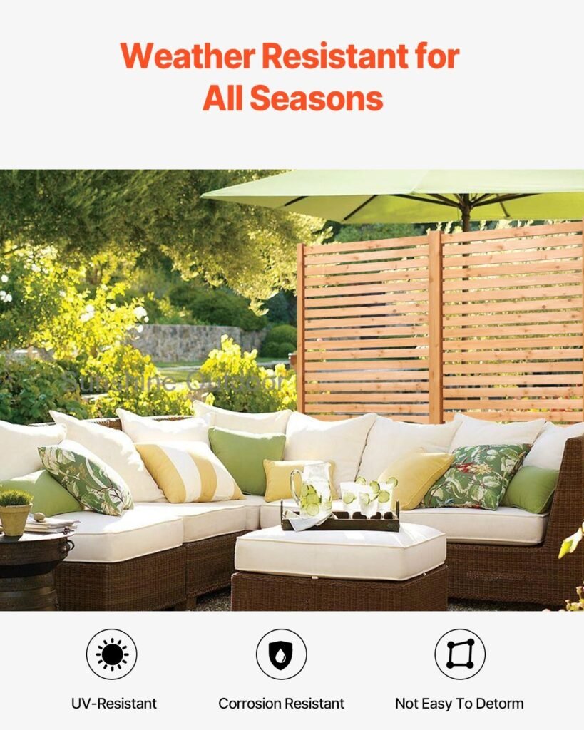 Wooden Privacy Screen 36' X 76' Freestanding Outdoor Privacy Screen For Patio