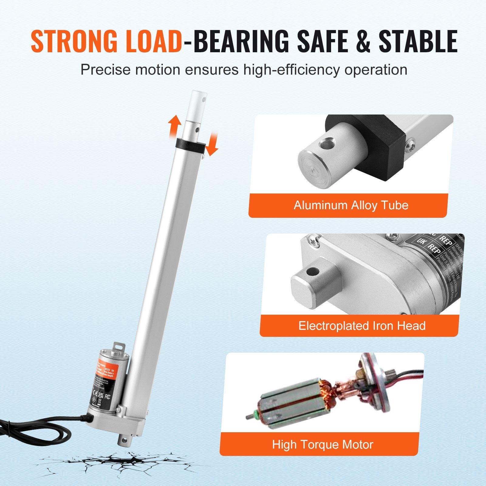 Linear Actuator 12V 12Inch 0.55'/s High Speed 220lbs/1000N IP54 Protection - Image 3