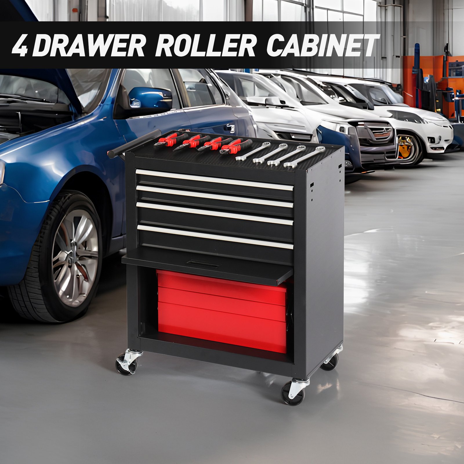 4-drawer Rolling Toolbox With 4-wheel Toolbox With Drawers - Image 4