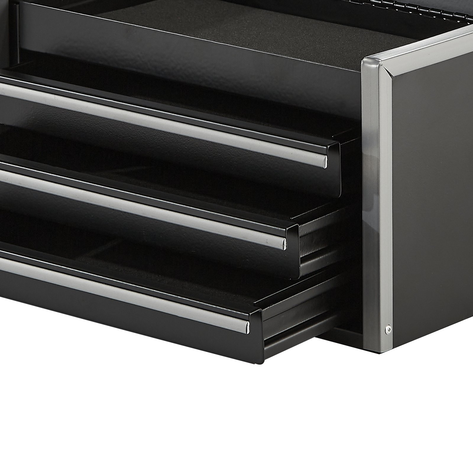 Tool Box 8.6-inch Portable Metal Tool Box With 3 Drawers Tool Organizer Black - Image 7