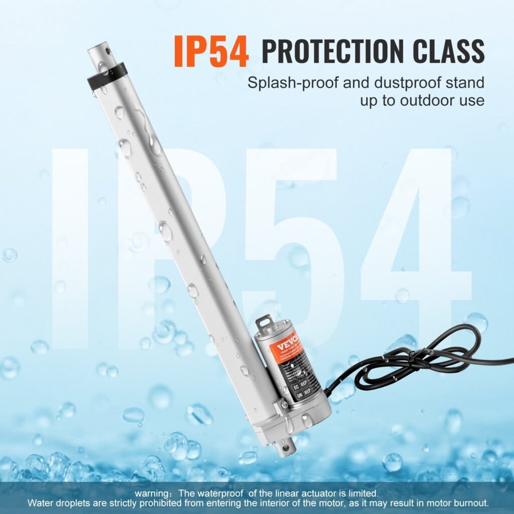 Linear Actuator 12V, 12 Inch High Load 330lbs/1500N Linear Actuator, 0.19'/s Linear Motion Actuator With Mounting Bracket And IP54 Protection