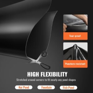 Pond Liner, 20 X 25 Ft 45 Mil Thick, Pliable EPDM Material Pond Skins, Easy Cutting Underlayment For Fish Or Koi Pond, Waterfall Base, Water Features, Water Gardens, Fountains, Black - Image 3